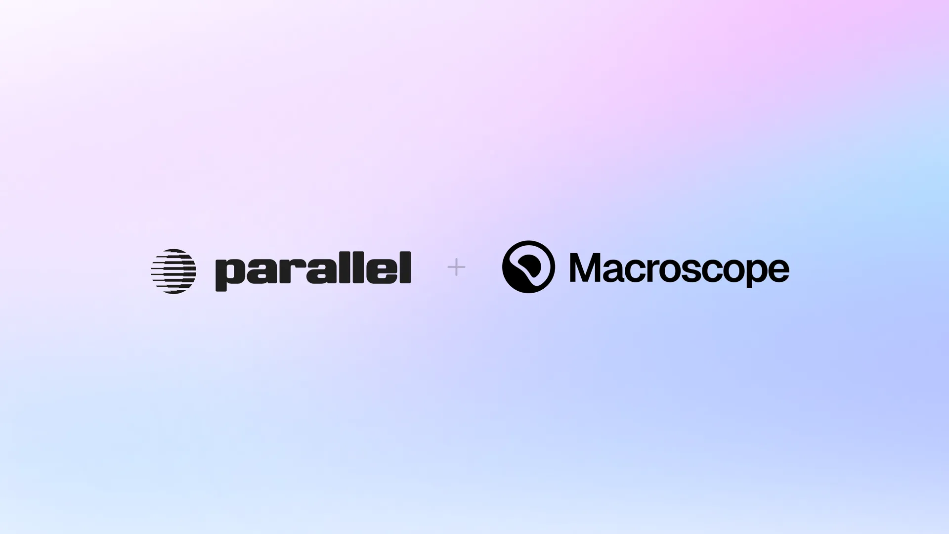 Parallel logo + Macroscope logo on a gradient background